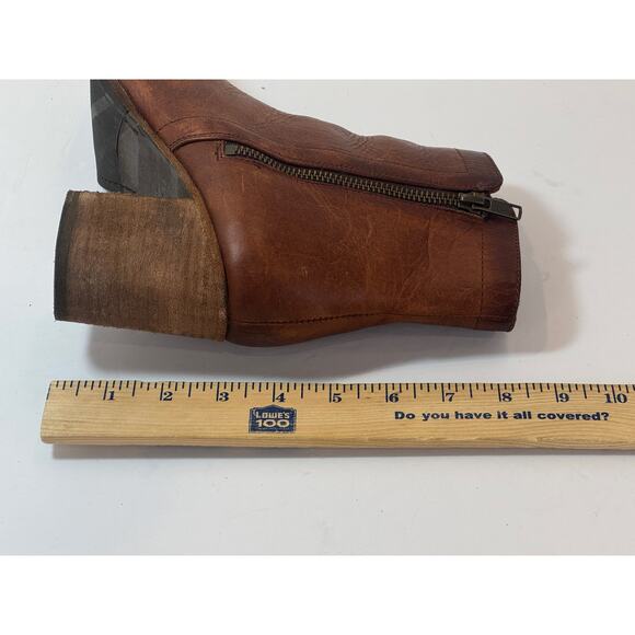 Frye Addie Double Zip Boot Womens 9.5 B Cognac Leather Mid Heel Moto Bootie - Picture 9 of 10